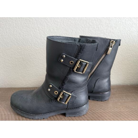 UGG Niels Boot Shearing Lined Size Waterproof Snow Black Leather Wool Lining - Picture 3 of 10